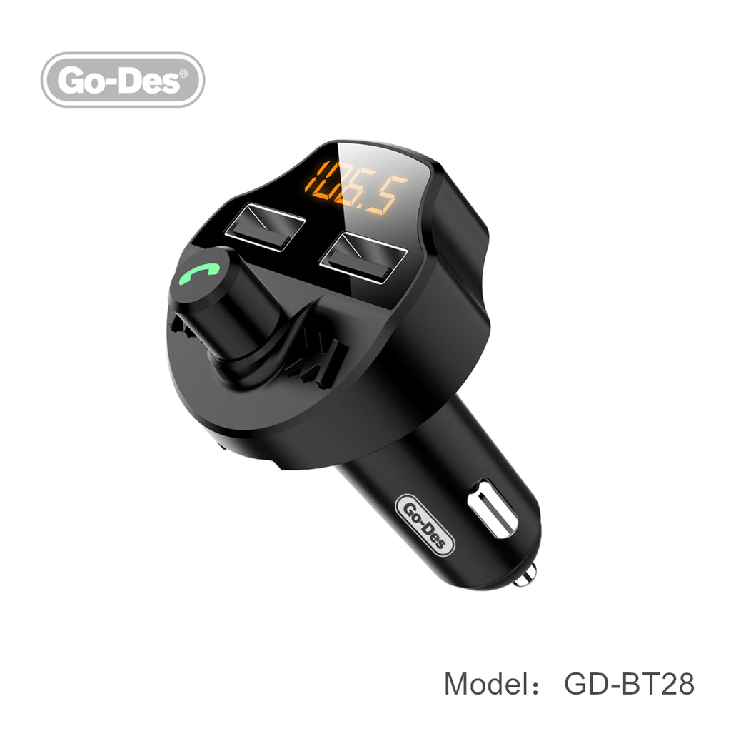 Go-Des Bluetooth FM Car Transmitter DC5V 2.4A Fast Charger Handsfree Bluetooth Car Kits Adapter MP3 Player for Car