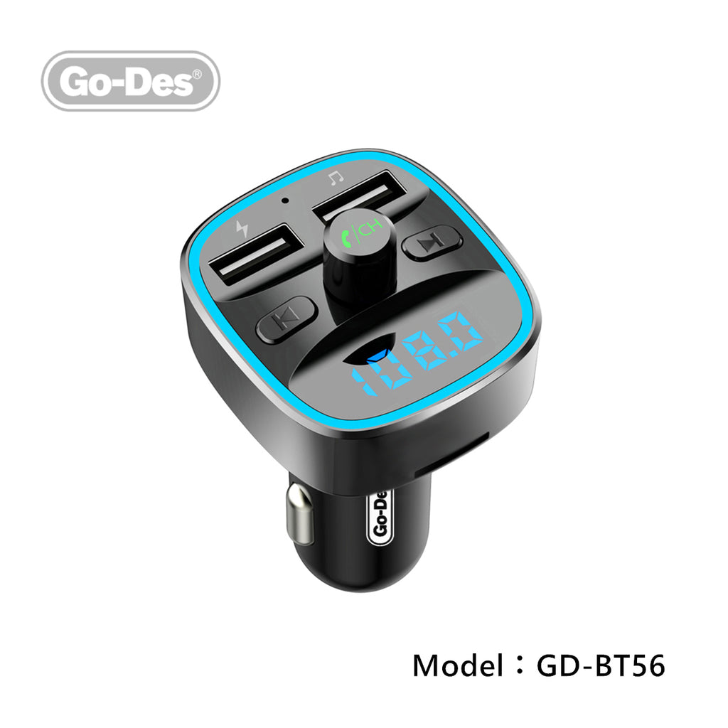 Go-Des Wireless Auto Kit Charger Mp3 Player Bluetooth BT FM Transmitter Wireless Radio Adapter Car Kit with Dual USB Charging Car Charger MP3 Player