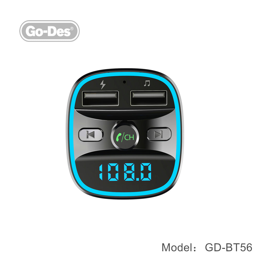 Go-Des Wireless Auto Kit Charger Mp3 Player Bluetooth BT FM Transmitter Wireless Radio Adapter Car Kit with Dual USB Charging Car Charger MP3 Player