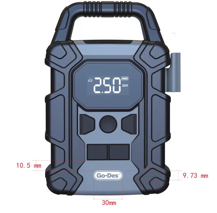 Go-Des Outdoor Power Bank 7500mah cordless Intelligent digital car tire air Inflator automatic real time air pressure detection