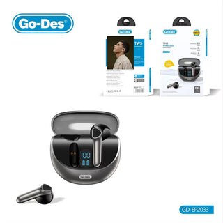 Go-Des سماعات أذن TWS بتقنية Bluetooth 5.3 مع تحكم باللمس، ميكروفون HD، شاشة رقمية، تقليل ضوضاء المكالمات، شحن Type-C، وقت استخدام ممتد