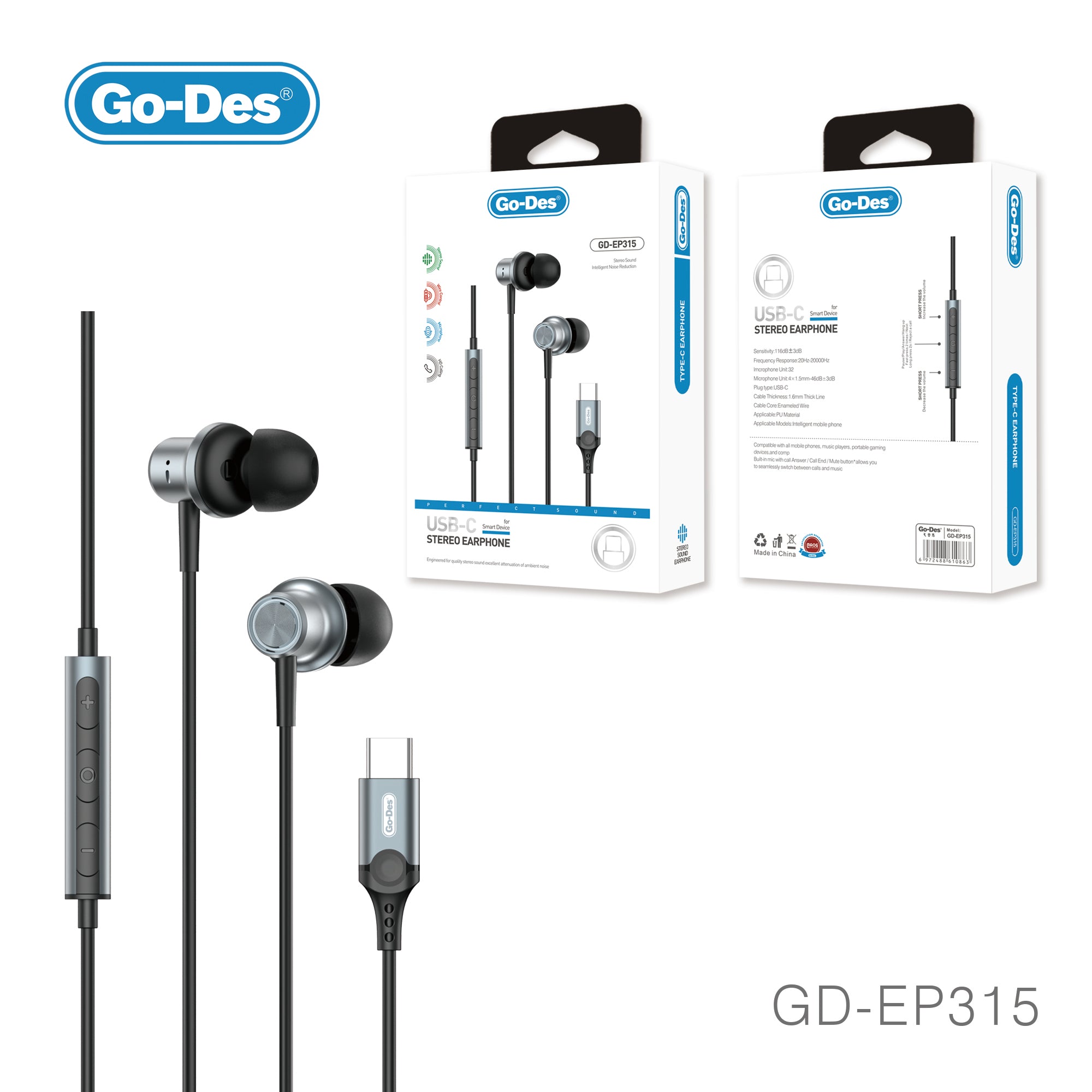 Go Des Wire Stereo Metal Wired Music Earphone Gaming Headphones In