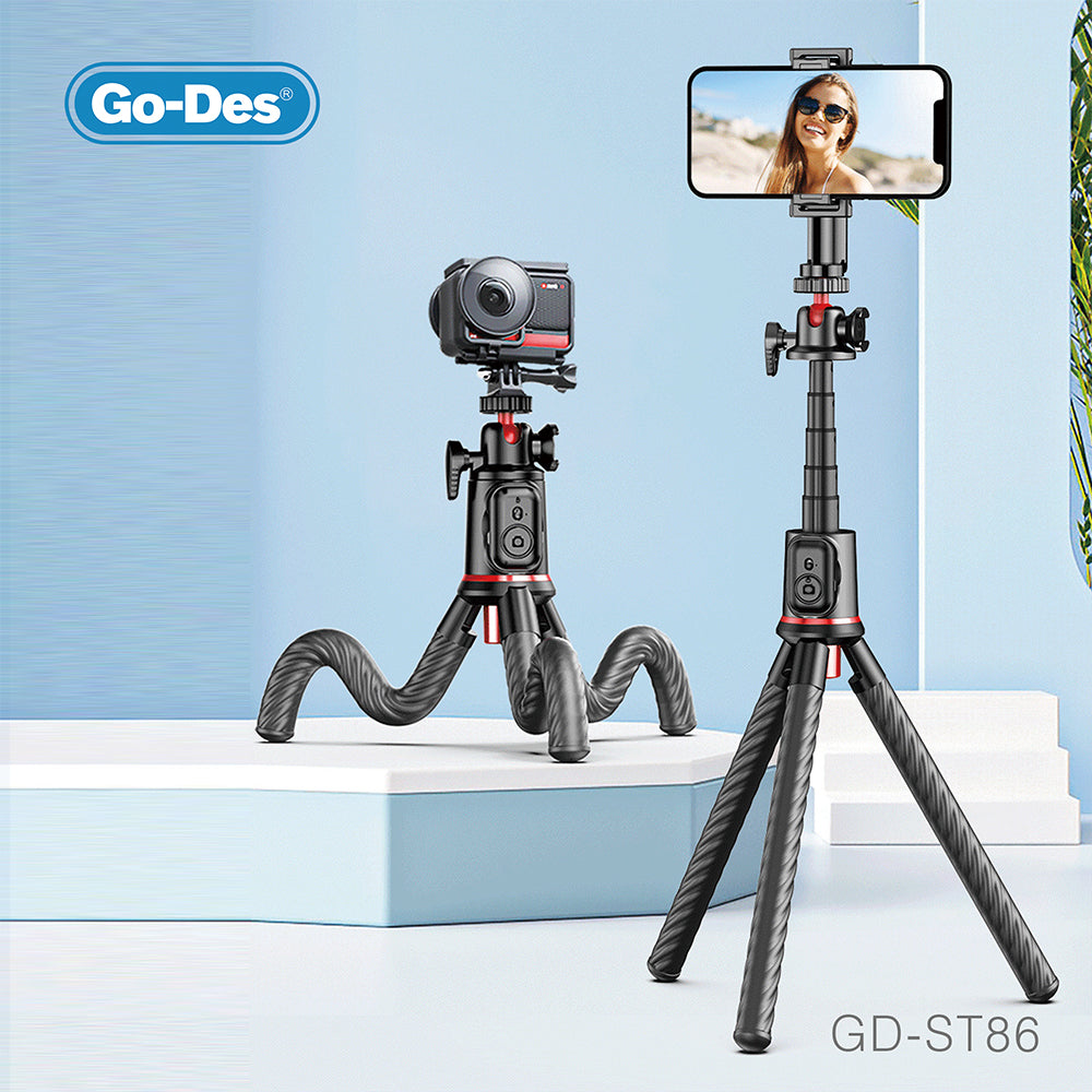 Go-Des Mini Flexible Smartphone Octopus Vlog Video Tripod Camera Selfie Stick Phone Holder Tripod for Outdoor Field Shooting Live Broadcast