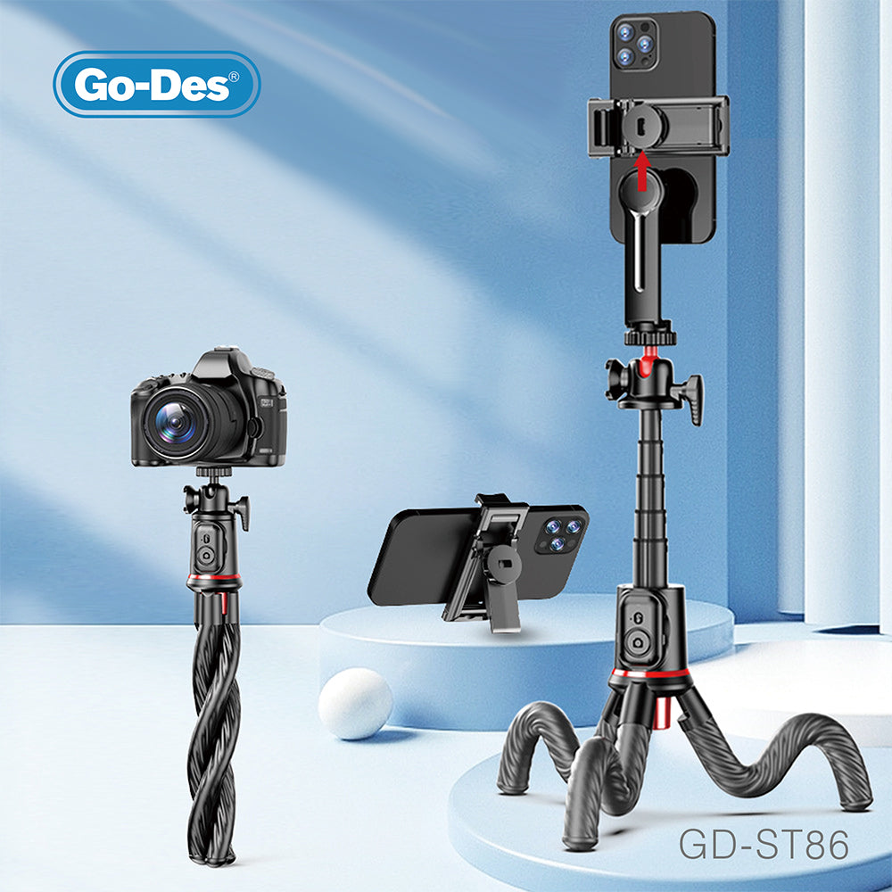 Go-Des Mini Flexible Smartphone Octopus Vlog Video Tripod Camera Selfie Stick Phone Holder Tripod for Outdoor Field Shooting Live Broadcast