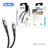 Go-Des 3FT PD 60w  USB C to USB Type C for IPAD Pro Samsung S20 PD 60W Cable for MacBook iPad Pro Quick Charger