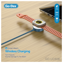 تحميل الصورة في عارض المعرض ، Go-Des 2-in-1 Smart Watch Wireless Charging Cable USB-C USB-A PD Fast Charge Compatible with Apple Watch