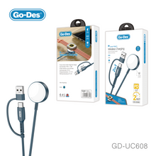 تحميل الصورة في عارض المعرض ، Go-Des 2-in-1 Smart Watch Wireless Charging Cable USB-C USB-A PD Fast Charge Compatible with Apple Watch