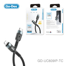 Cargar imagen en el visor de la galería, Go-Des charging cable nylon braided aluminum alloy usb cable mobile phone fast charging usb data cable type C  micro for iphone