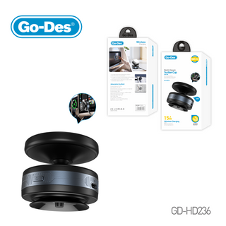 حامل هاتف مغناطيسي بشحن لاسلكي Go-Des 15W بتدوير 360° وقاعدة شفط كهربائية بالفراغ وتركيب بيد واحدة لهواتف iPhone وSamsung