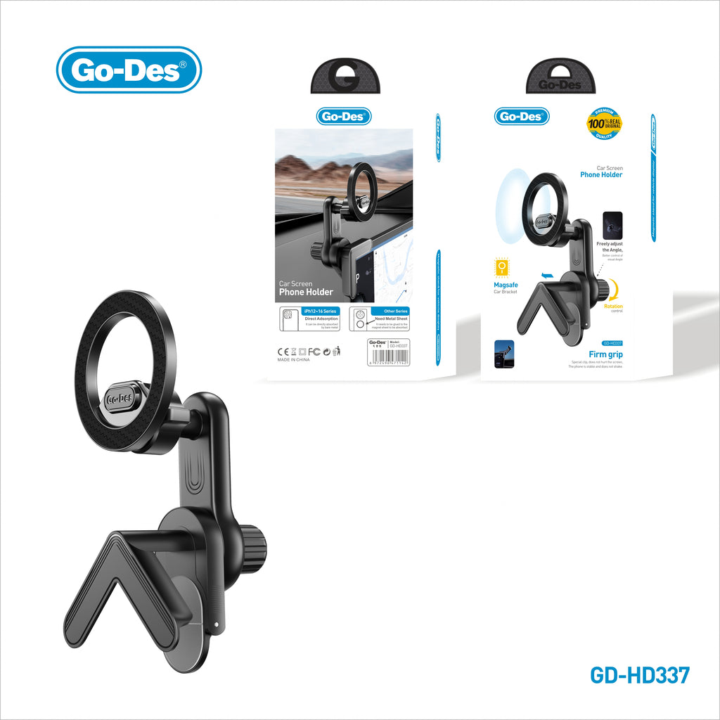 Go-Des MagSafe Car Screen Phone Mount 360° Adjustable Magnetic Holder Clip for iPhone 12–16 and All Smartphones