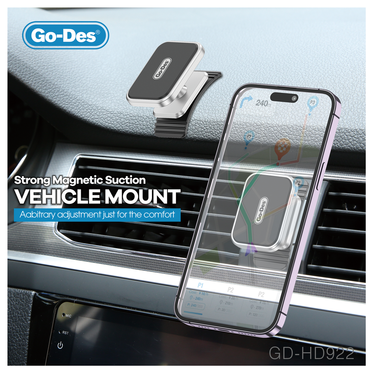 Do-Des 360 degree rotation car dashboard mount stand magnet cell phone ...