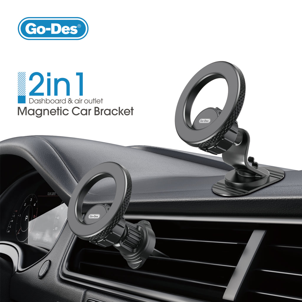 Go-Des 2in1 Magnetic Car Phone Holder Dashboard Air Vent Mount Magsafe Strong Magnet 360 Rotation