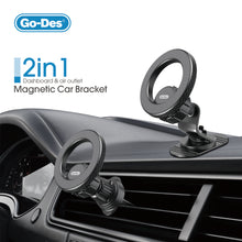 Charger l&#39;image dans la galerie, Go-Des 2in1 Magnetic Car Phone Holder Dashboard Air Vent Mount Magsafe Strong Magnet 360 Rotation