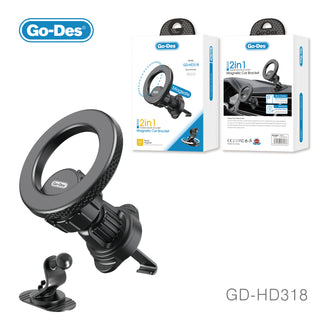 Go-Des 2in1 Magnetic Car Phone Holder Dashboard Air Vent Mount Magsafe Strong Magnet 360 Rotation