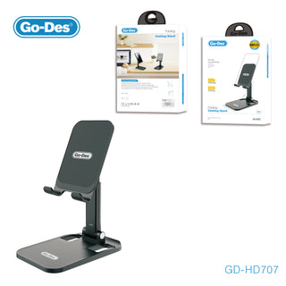 Go-Des Foldable Desktop Lazy Phone Holder Adjustable Viewing Angle Universal Stand for Smartphones and Tablets