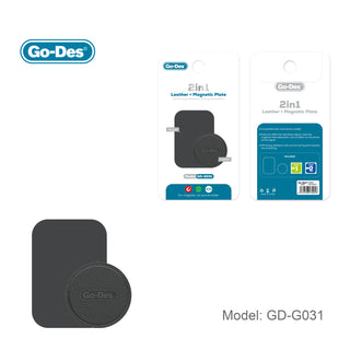 Go-Des 2in1 Magnetic Metal Plate with Leather Pad Strong 3M Adhesive Compatible for Car Phone Mount