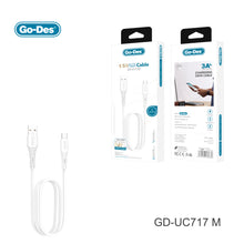 Load image into Gallery viewer, Go-Des USB Charging Cable Fast Charging Durable Anti Break Compatible with Lightning Type C Micro Multiple Devices