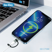 Load image into Gallery viewer, Go-Des Lightning to Type-C Adapter for Fast Charging 480Mbps Data Transfer 100W Compatible Aluminum Alloy Build Audio Adapter
