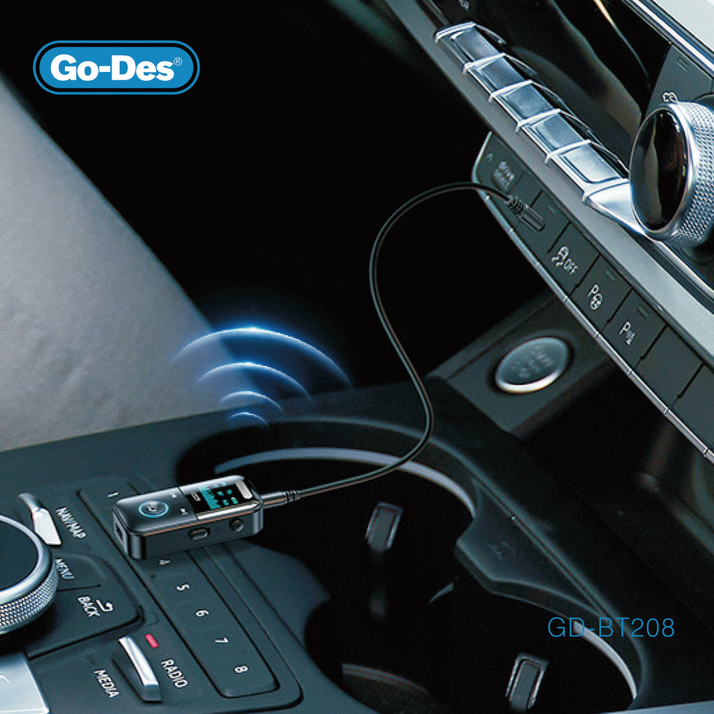 Go-Des 2in1 Wireless Audio Adapter with Bluetooth 5.3 TF Card Playback RX/TX Modes LED Display