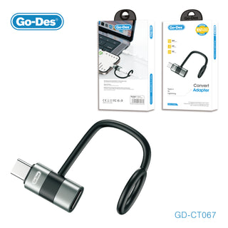 Go-Des Type-C to Lightning Adapter for Fast Charging 480Mbps Data Transfer Aluminum Alloy Build Compatible with iOS Devices