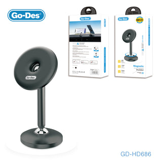 Go-Des Magnetic Car Phone Holder 720 Degree Dual Rotation Universal Mount with 6 Strong Magnets