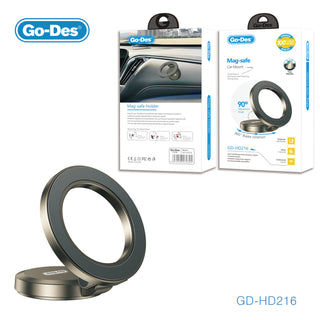 Go-Des MagSafe Suction Car Mount Compact 360° Magnetic Phone Holder with Alloy Body and Strong Neodymium Magnets