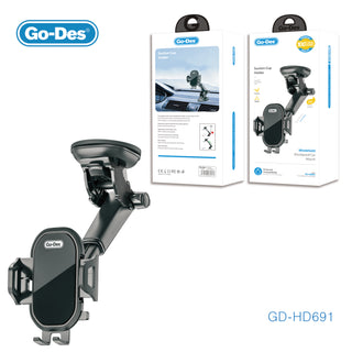 Go-Des 360° Adjustable Suction Cup Car Holder Shockproof Scratch-resistant for Phones 3.5–6 Inches Universal Compatibility