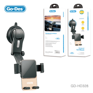 Go-Des Shockproof Car Mount 360° Adjustable One-Handed Phone Holder for Windshield and Dashboard