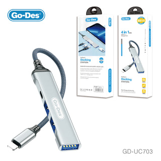 Go-Des 4-in-1 Multifunction Docking Station USB Hub with Charging Port Plug and Play Fast Charging and Security Features