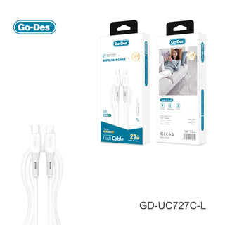 Go-Des 2M Soft & Durable USB Cable 27W TypeC to Lightning & 60W TypeC to TypeC Fast Charging TPE Cable with Pure Copper Core