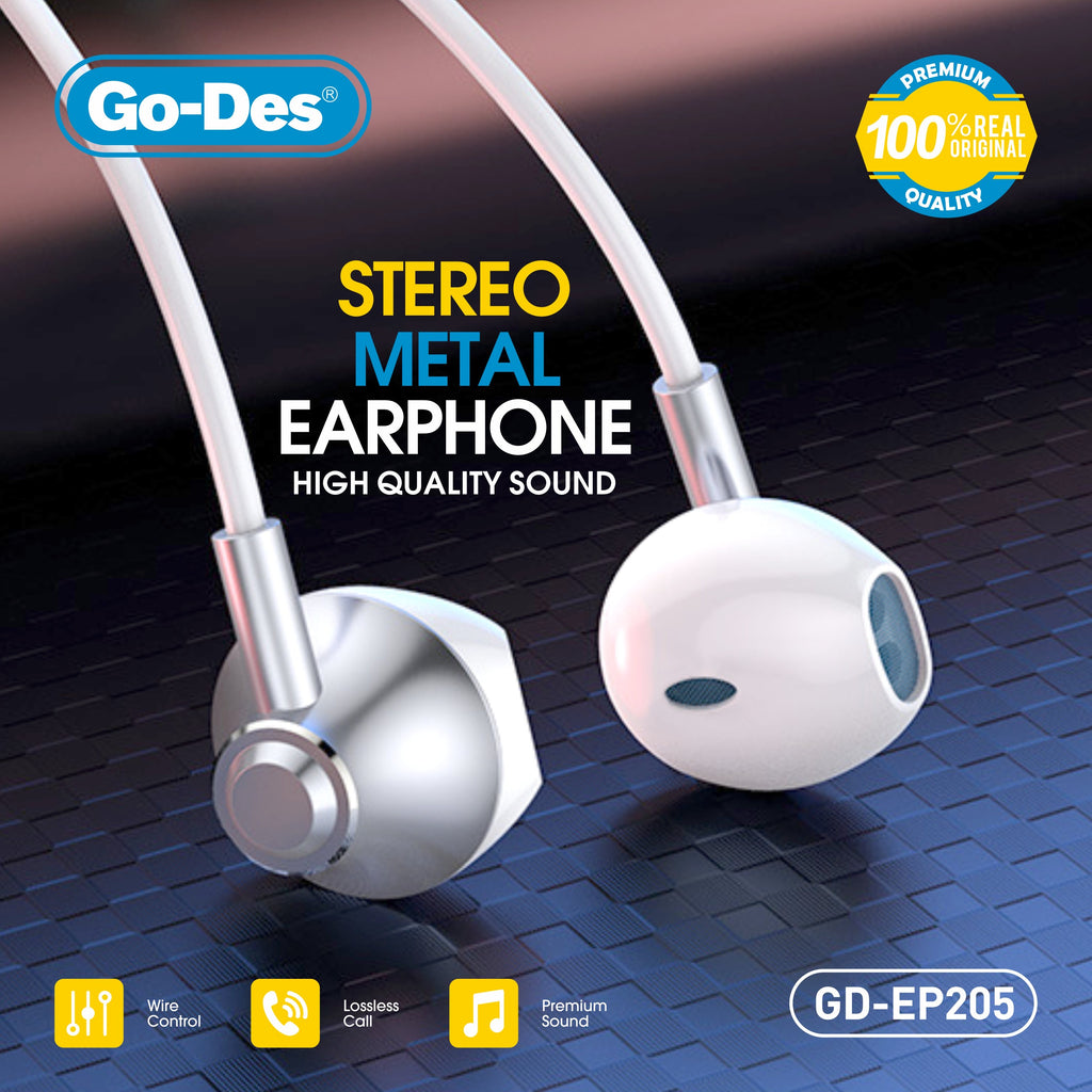 Go-Des iPhone Stereo Metal Earphone In-Ear Wired Earphones with Wire Control Noise Isolation and Premium Sound Quality