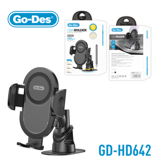 Go-Des 360 Degree Adjustable Car Phone Holder One Hand Operation Anti Shock Clip Mount