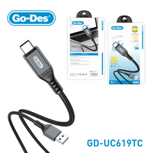 Charger l&#39;image dans la galerie, Go-Des Soft Durable USB Charging Nylon Braided Cable 3A Fast Charge and Data Sync with Bionic Terminal Design Available in Lightning TypeC and PD Variants