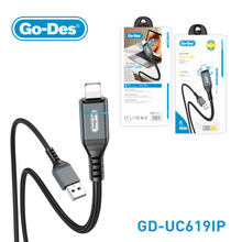 Charger l&#39;image dans la galerie, Go-Des Soft Durable USB Charging Nylon Braided Cable 3A Fast Charge and Data Sync with Bionic Terminal Design Available in Lightning TypeC and PD Variants