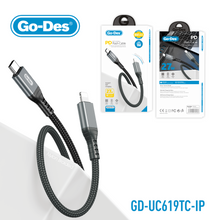 Charger l&#39;image dans la galerie, Go-Des Soft Durable USB Charging Nylon Braided Cable 3A Fast Charge and Data Sync with Bionic Terminal Design Available in Lightning TypeC and PD Variants