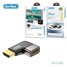 Cargar imagen en el visor de la galería, Go-Des 2.1 Version HDMI Male to Female Adapter 8K HD Gold-Plated Connector for Audio and Video Synchronization