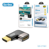 Go-Des 2.1 Version HDMI Male to Female Adapter 8K HD Gold-Plated Connector for Audio and Video Synchronization