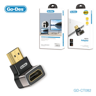 Go-Des HDMI 2.1 Right Angle Adapter 90° 8K Male to Female HDMI Converter with Gold-Plated Connectors and Aluminum Alloy Housing