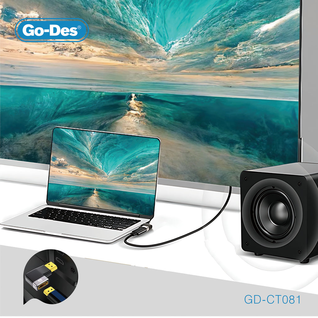 Go-Des 2.1 Version HDMI Male to Female Adapter 8K HD Gold-Plated Connector for Audio and Video Synchronization