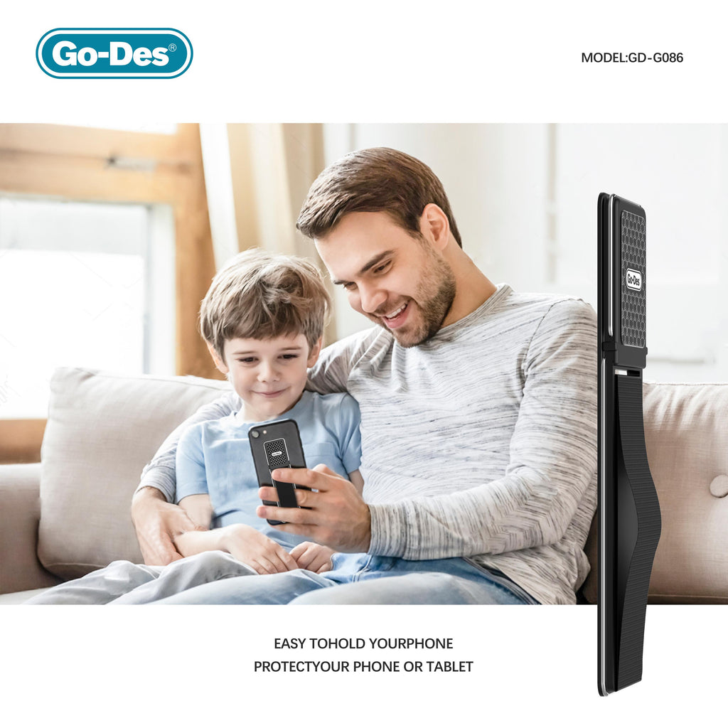 Go-Des Magnetic Phone Ring Holder with Elastic Strap 4in1 Ultra Thin Invisible Grip Stand Car Mount Compatible