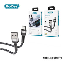 Charger l&#39;image dans la galerie, Go-Des USB-C Micro Lightning Fast Charging Cable 5A High-Speed Data Transmission Durable Nylon Braided 1 Meter 3FT