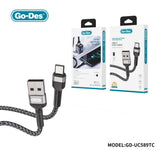 Go-Des USB-C Micro Lightning Fast Charging Cable 5A High-Speed Data Transmission Durable Nylon Braided 1 Meter 3FT