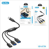 Go-Des Type-C Multiport Adapter OTG Hub USB Splitter Nylon Braided for Charging and Data Transmission