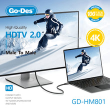 Загрузить изображение в программу просмотра галереи, Go-Des HDMI 2.0 Cable 4K UHD Male to Male Video Cord for TV Projector Monitor Laptop