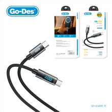 تحميل الصورة في عارض المعرض ، Go-Des 1.2M Fast Charging Cable Bionic Terminal LED Digital Display Nylon Braided Up to 100W