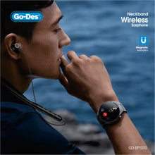 Загрузить изображение в программу просмотра галереи, Go-Des Neckband Bluetooth Earphones 50H Long Play Wireless Sports Headphones with Memory Collar and Waterproof Design