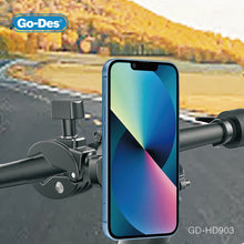 Cargar imagen en el visor de la galería, Go-Des 2-in-1 Motorcycle Bicycle Phone Holder 360° Rotatable Anti-Shake Mount for All Smartphones