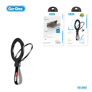 Go-Des Magnetic Webbing Ring Holder MagSafe Compatible Finger Grip Foldable Stand for All Smartphones
