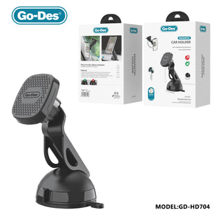 Go-Des Magnetic Car Phone Holder 720° Rotatable Mount with Strong Suction Cup for Dashboard & Windshield