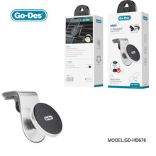 Load image into Gallery viewer, Go-Des L-Shaped Magnetic Phone Holder Universal Car Mount with Air Vent Clip 360 Degree Rotation and Strong Magnetic Grip